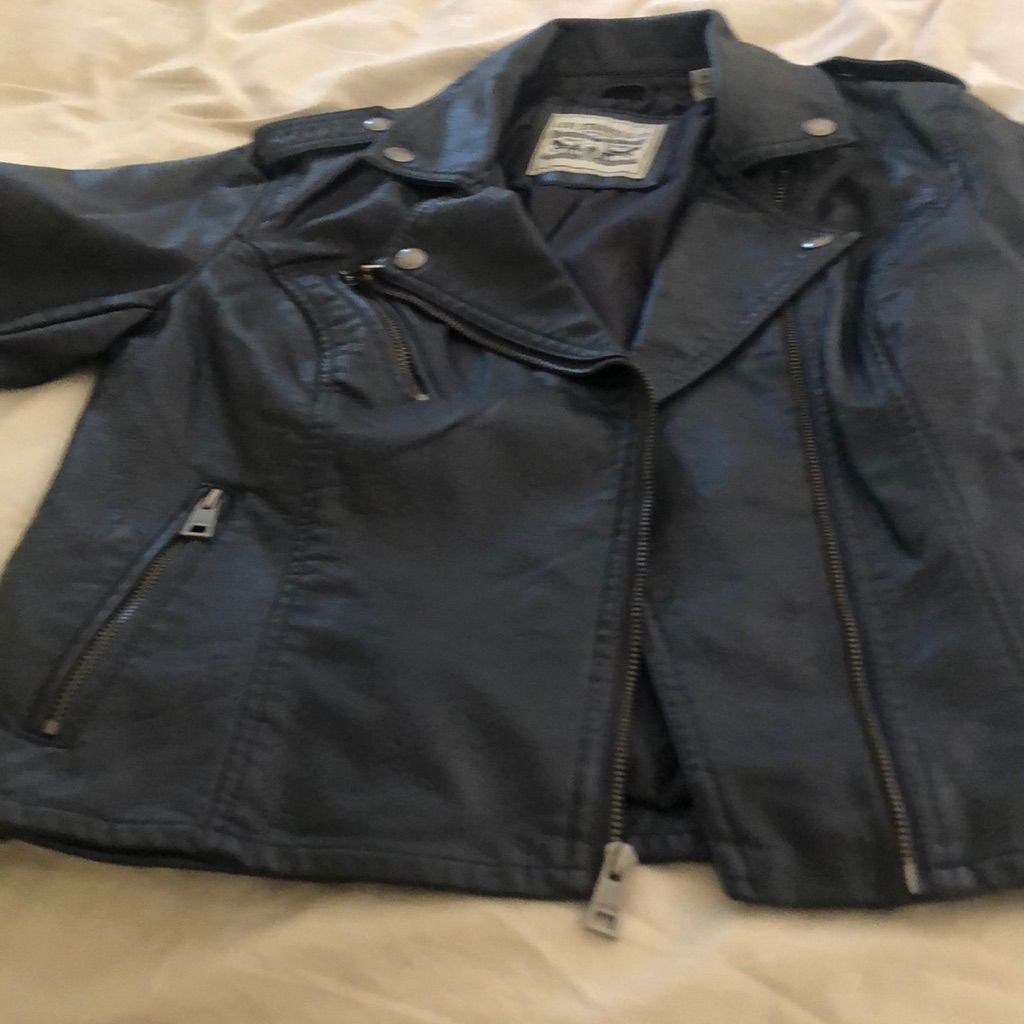 Levi’s “Leather” Navy Motorcycle Jacket.